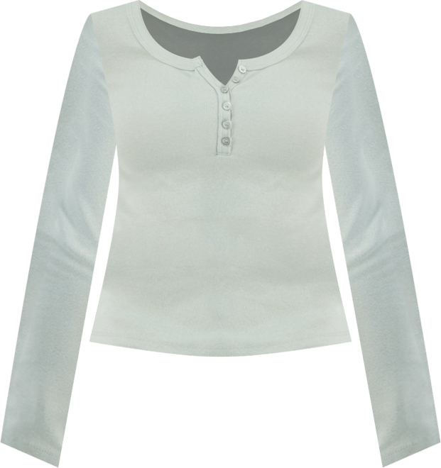 Juniors' Scoop-Neck Long-Line Henley Top