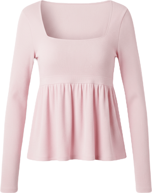 Juniors' Long Sleeve Ribbed Babydoll Top