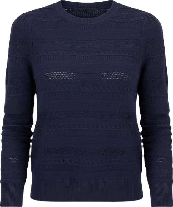 Petite Crewneck Pointelle Long-Sleeve Sweater, Macy's Exclusive