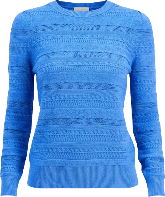 Petite Crewneck Pointelle Long-Sleeve Sweater, Macy's Exclusive