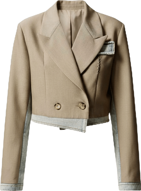 Women's Crop blazer with two materials