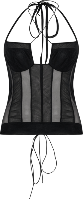 Women's Sheer Tulle Birdcage Detail Top