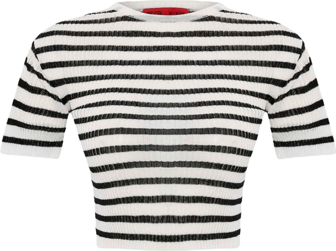 Women's Striped Short Sleeve Knit Top
