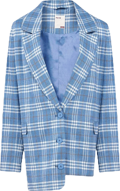 Women's Linen-Blend Checked Free Heaven Blazer