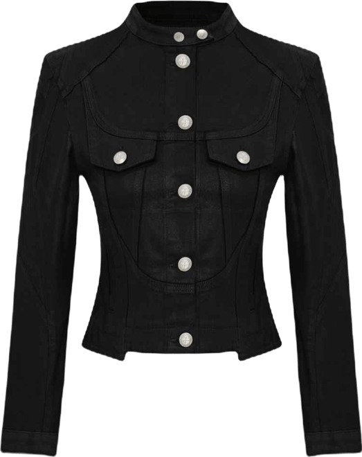 Women's Coated Denim Moto Jacket