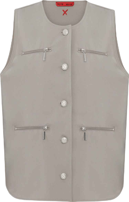 Women's Men's Cotton-Blend Woven Zip-Detail Vest