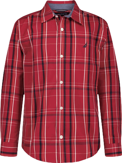 Big Boys 8-20 Thin Plaid Long Sleeve Shirt