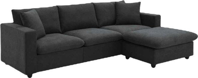 Modern Sectional Sofa, Cloud Couch with Ottoman
