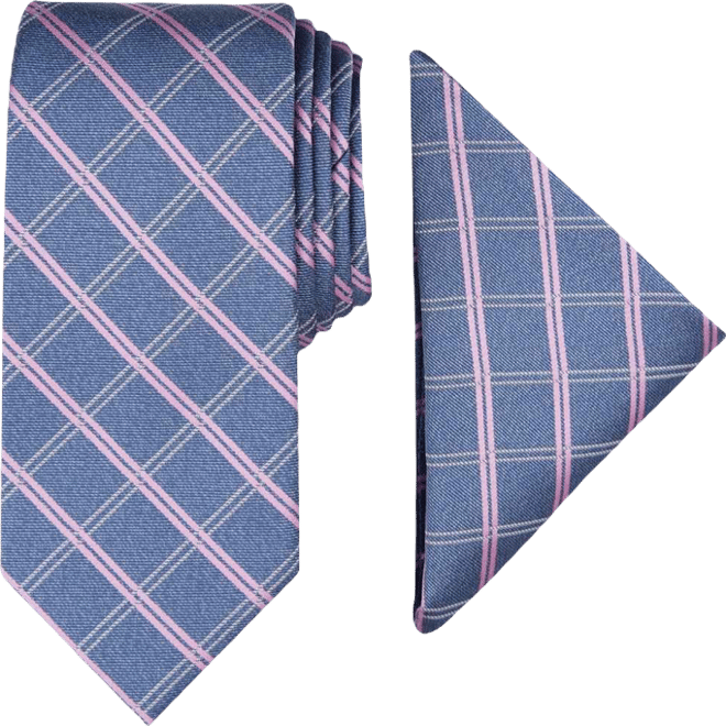 Men Marion Grid Tie & Pocket Square Set