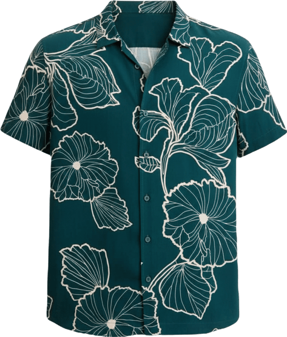 Men's Floral Short-Sleeved Button-Up Shirt