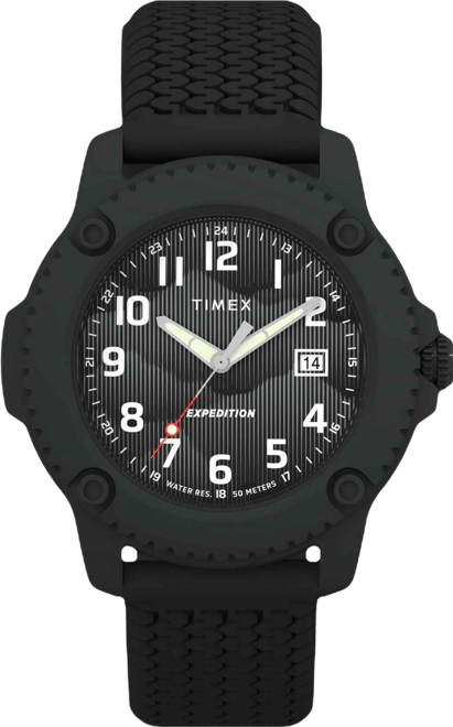 Men's Quartz Analog Black Silicone Watch, 42mm