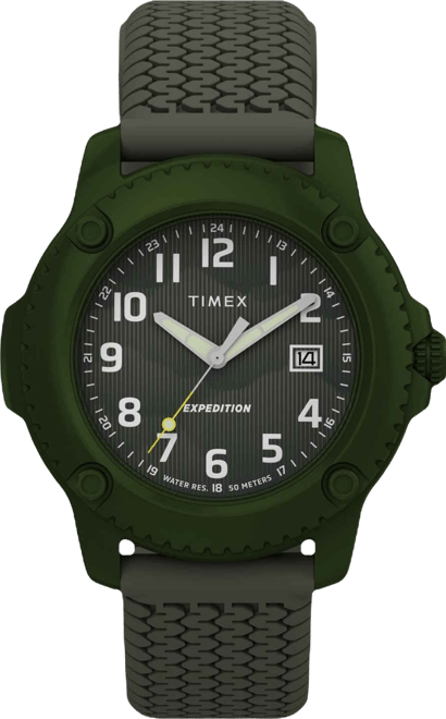Men's Quartz Analog Green Silicone Watch, 42mm