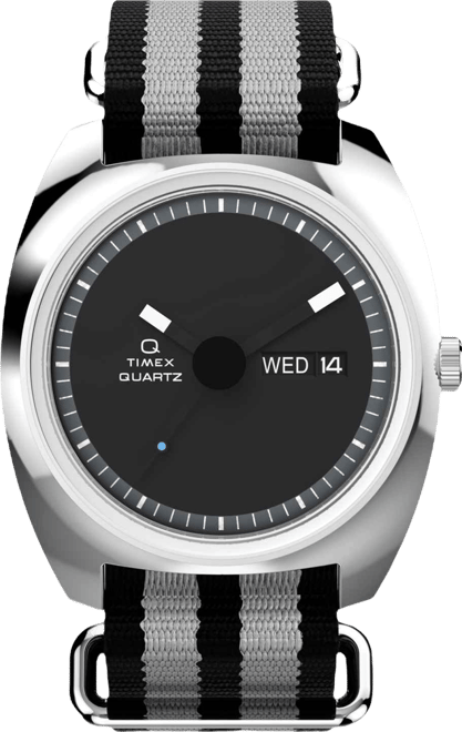 Men's Quartz Analog Black Fabric Watch, 37mm