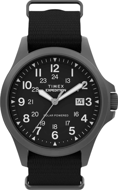 Men's Quartz Analog Black eco-conscious Fabric Watch, 41mm