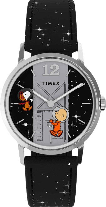 Men's Mechanical Handwind Black Leather Watch, 34mm