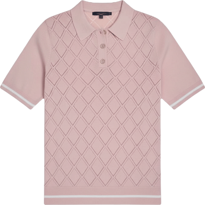 Women's Pointelle Polo Collared Sweater