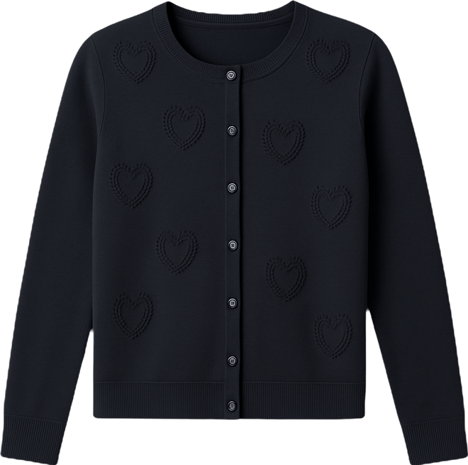 Women's Heart Stitch Button Cardigan Sweater