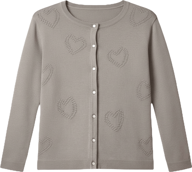 Women's Heart Stitch Button Cardigan Sweater