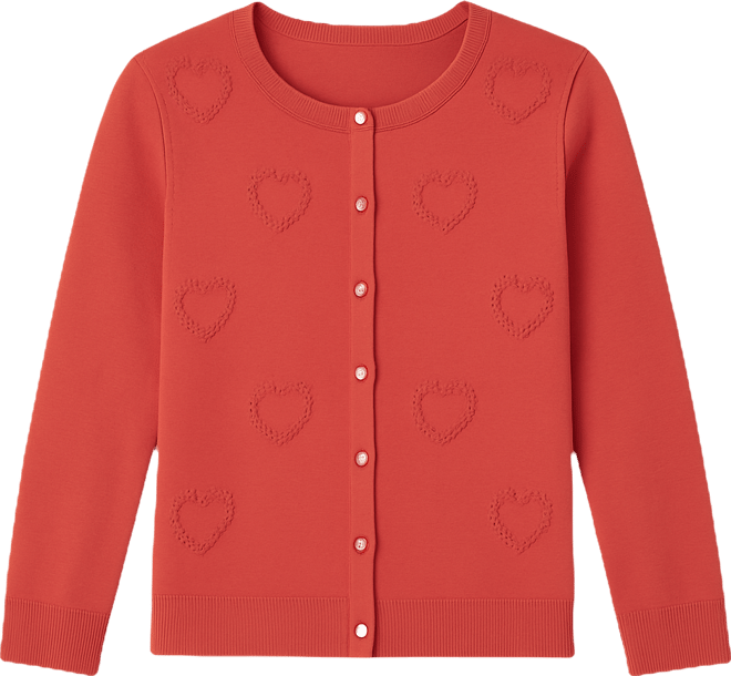 Women's Heart Stitch Button Cardigan Sweater