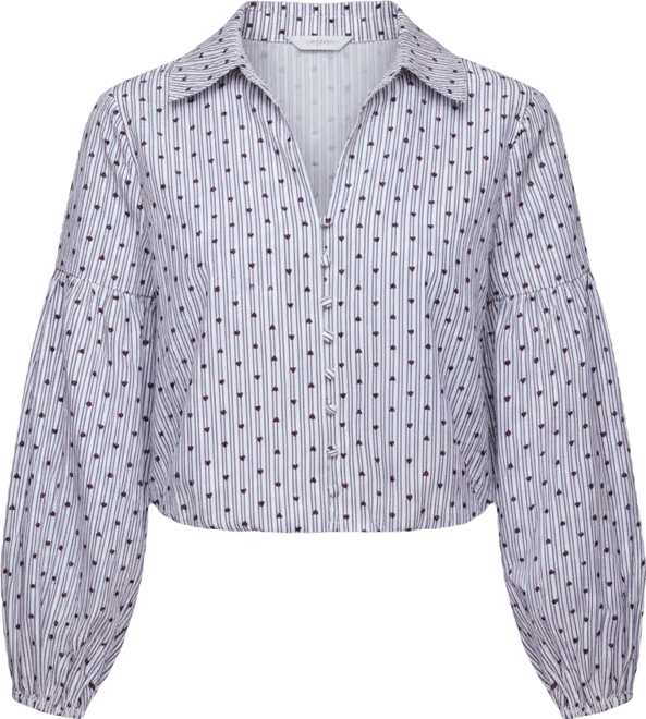 Women's Printed Long-Sleeve Cropped Shirt