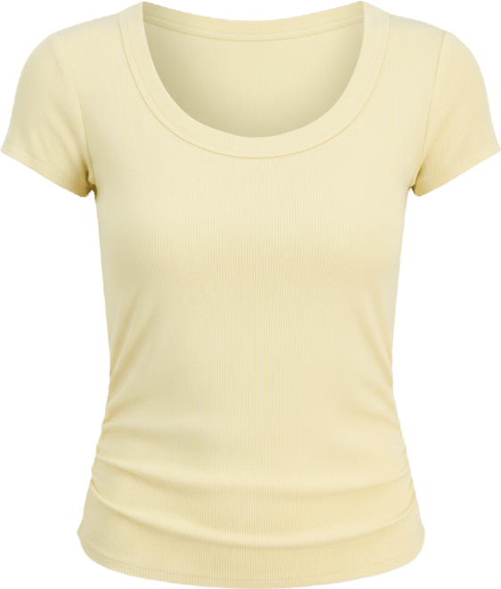 Juniors' Side-Ruched Ribbed-Knit T-Shirt