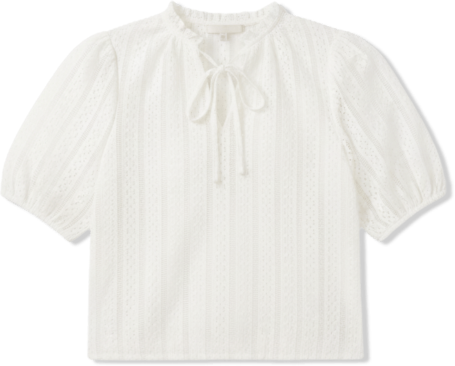 Women's Tie Neck Short-Sleeve Crop Top