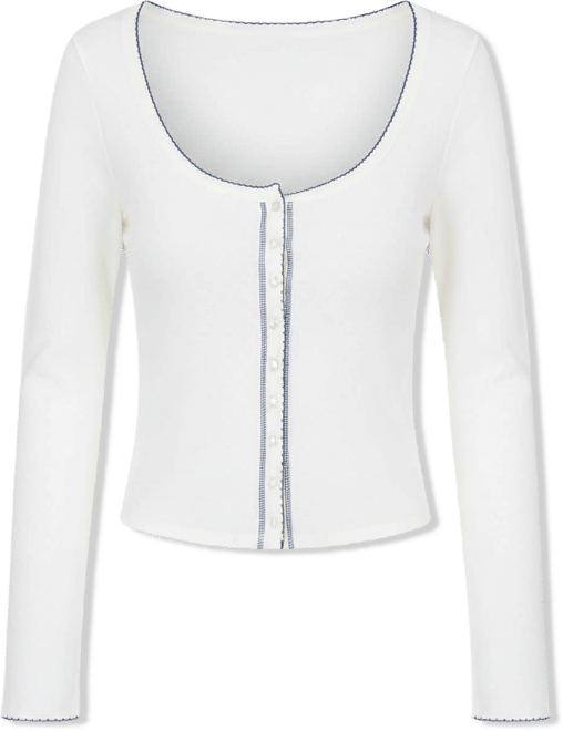 Juniors' Picot-Trim Pointelle Cardigan Knit Long-Sleeve