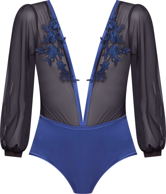 Women's V-Neck Bishop Sleeve Bodysuit