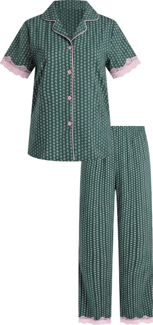 Women's Floral Bamboo Stretch-Knit Short Sleeve Pajama Set