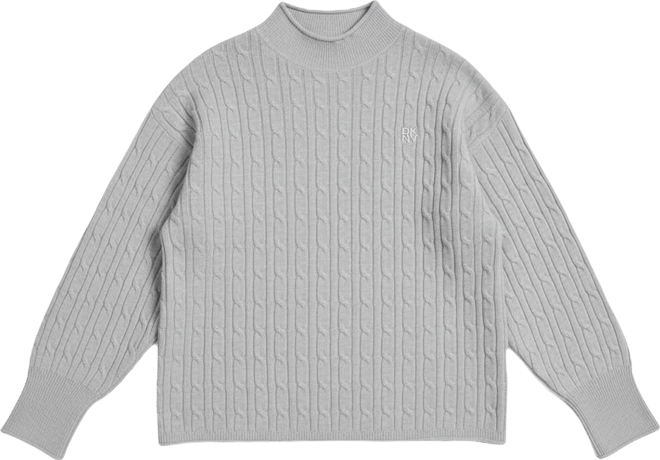 Women's Mock Neck Drop Shoulder Cable Sweater