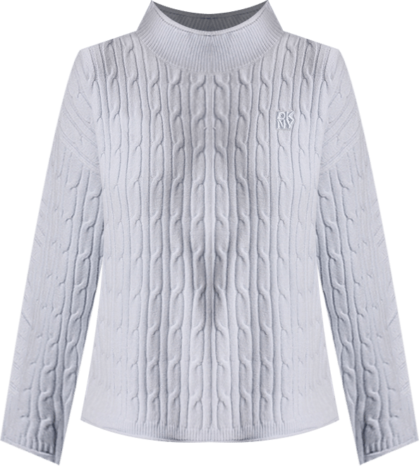 Women's Mock Neck Drop Shoulder Cable Sweater