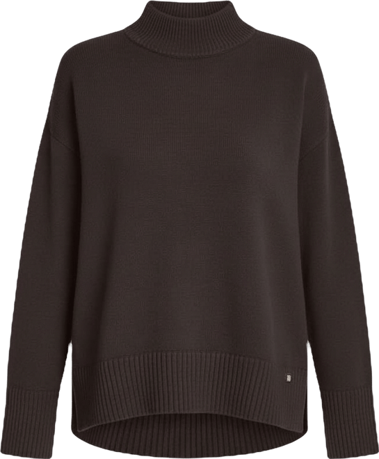 Women's Mock Neck Curved Hem Sweater