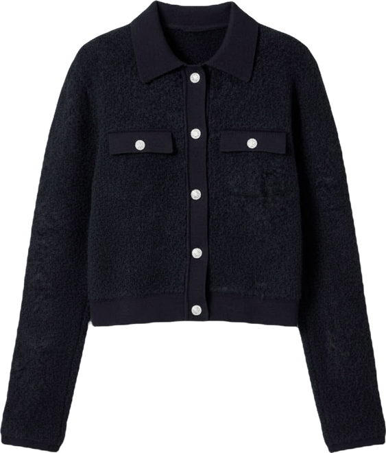 Women's Collared Button Up Knit Jacket