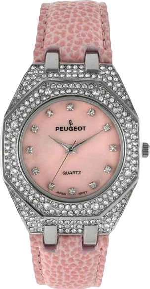 Women's 37mm Pink Watch with Crystal Bezel Leather Band