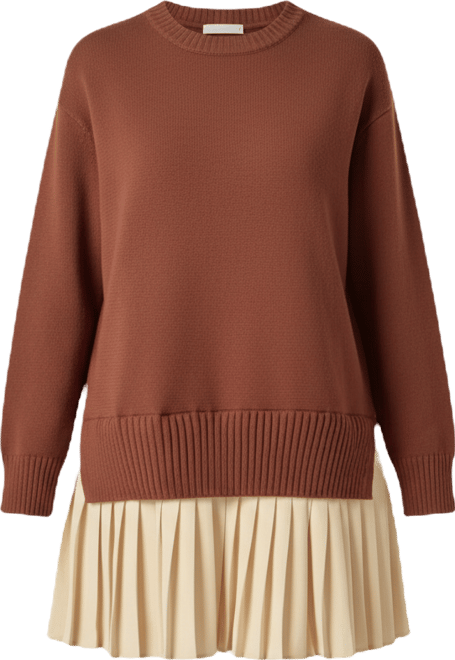 Women's Mixed Media Pleated Mini Dress