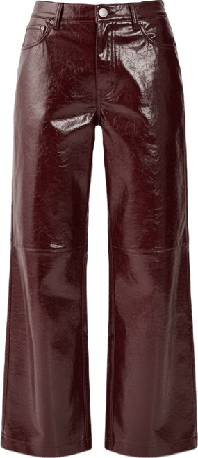 Women's High Shine Faux Leather Slouch Pant