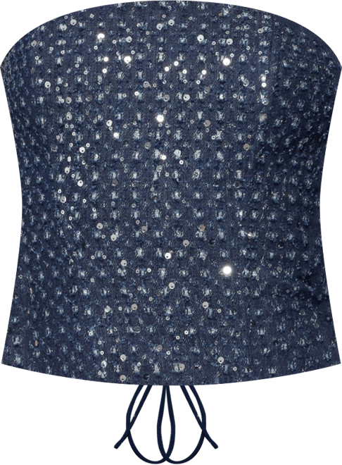 Women's Sora Sequin Distressed Denim Corset