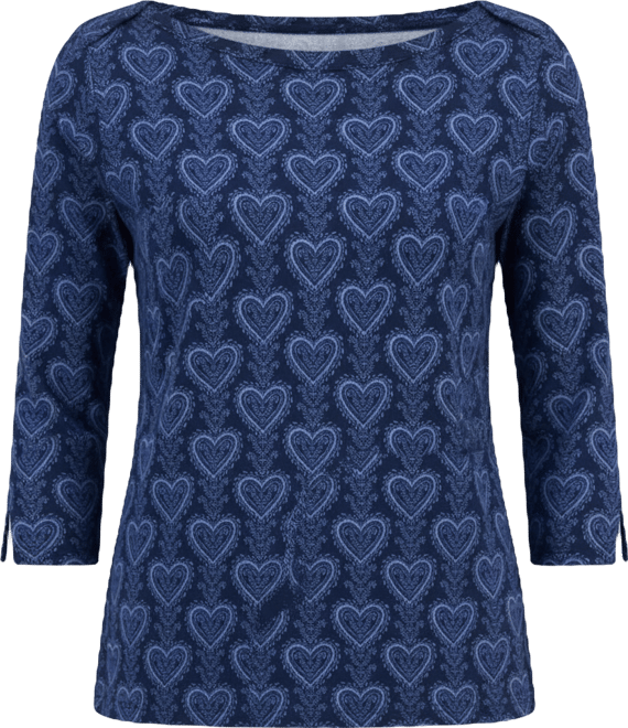 Women's Printed Pima Cotton 3/4 Sleeve Boat-Neck Top, Macy's Exclusive