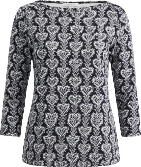 Women's Printed Pima Cotton 3/4 Sleeve Boat-Neck Top, Macy's Exclusive