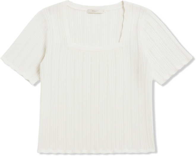 Women's Pointelle Short-Sleeve Sweater, Macy's Exclusive