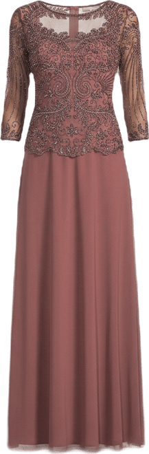 pisarro nights 3 4 sleeve beaded dress PISARRO NIGHTS BEADED V-NECK 3/4 SLEEVE SLATE COCKTAIL DRESS 18