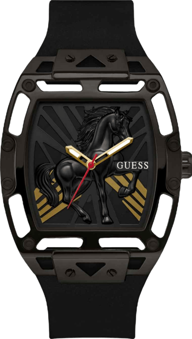 Men's Black Silicone Analog Watch, 44mm