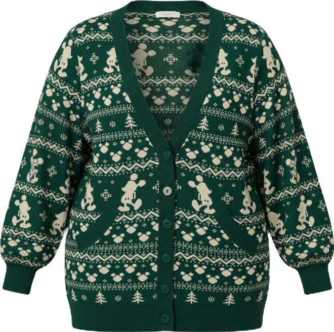 Plus Size Printed Knit Long Cardigan