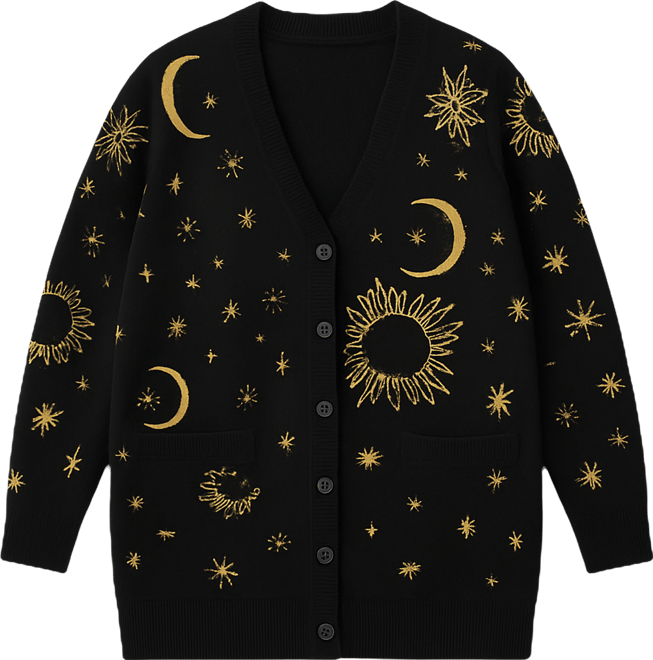 Plus Size Printed Knit Long Cardigan