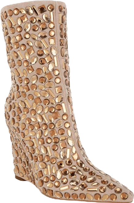Trend Titan Diamante Slim Wedge Heel Boots