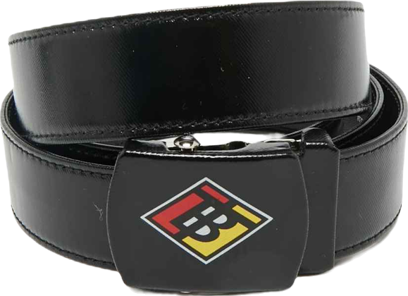 Men's Black Coated Canvas And Leather Tb Logo Plague Belt