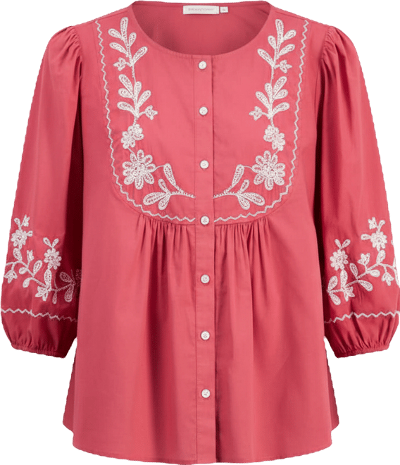 Women's Cotton Embroidered Button Blouse, Macy's Exclusive