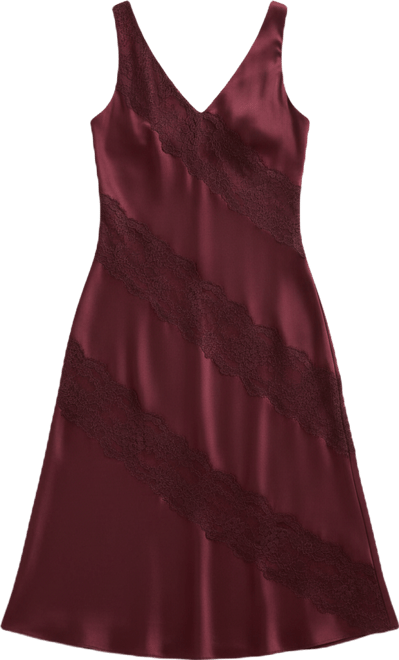 Women's Lace-Trim Charmeuse Cocktail Dress