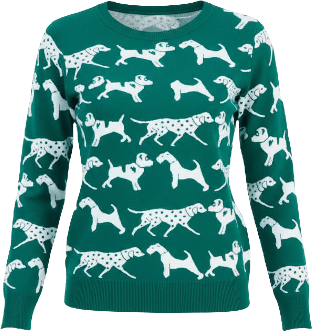 Women's Dog Jacquard Crewneck Sweater