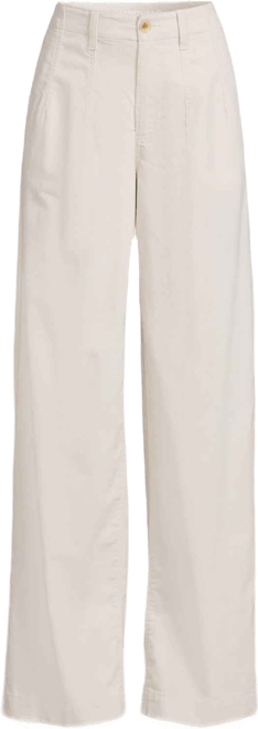 Women's Corduroy High Rise Wide Leg Top Stitch Trousers